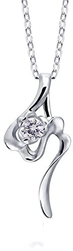 KnBoB Kette mit Anhänger Charms, Damen 14 Karat (585) Weißgold Halskette, Blumen 0.1ct Erstellt Diamant Kette 45CM