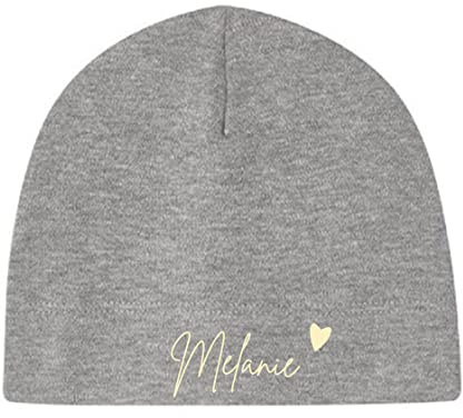 minimutz Kleine Babymütze mit Namen | Personalisierte Mütze Beanie für Baby und Neugeborene | Motiv Herz