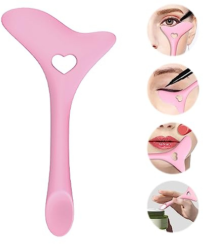 IOSPKKIO® Eyeliner-Schablonen Flügelspitzen, Silikon-Eyeliner-Hilfe, Multifunktion Lippenstift, Gesichtscreme, wiederverwendbares Silikon-Eyeliner-Werkzeug (Rosa)
