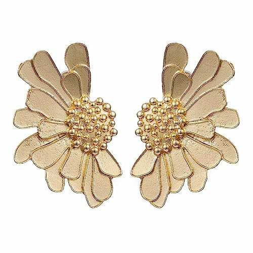 SIXDUTON Pendientes Bohemios Vintage, Bonitos Pendientes Vintage con Diseño de Margarita Colgantes Aretes Retro Elegante Accesorios de Joyería de Regalo (Dorado)