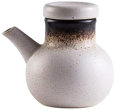 Distributeur d'huile et de vinaigre Bouteille de distributeur d'huile d'olive, cruet d'huile et de vinaigre, bouteille de distributeur de sauce de soja ou cruet de vinaigre en céramique avec verseur D