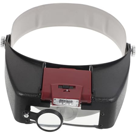 INOOMP Kopfbandlupe Zufällige Farbe mit 2 Abnehmbaren LED Lichtern Freihändige Leselupe Verstellbares Stirnband Kunststoff und Acryl mit Batteriebox für Schmuck und Uhrenreparaturen