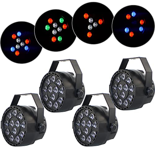 Loobiiny Lichtspiel, 4 x 15 W, Nachtlicht, RGBW, LED, Stroboskop, Disco, mit Musik, gesteuert, Laserprojektor für den Außenbereich, DJ, Brille, Lichttherapie