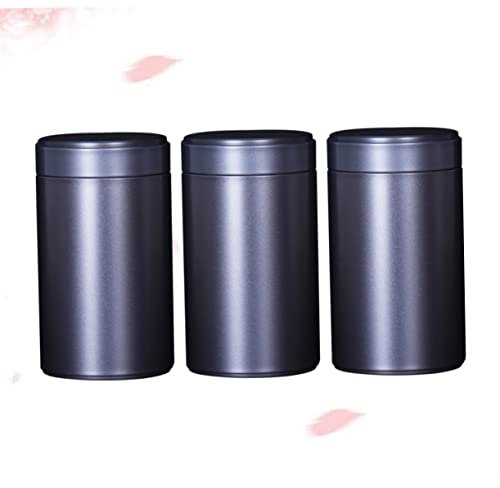BRIGHTFUFU 3pcs Round Tinplate Can Sealed Metal Storage Container Black 160mm Universal Airtight Packing Jars Home Tea Storage