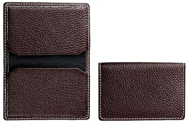 DELMON VARONE - Personalisierbares Visitenkartenetui aus Premium Soft Grain Leder braun - Echtleder Visitenkarten Etuis mit 2 flachen Steckfächern - Slim Kartenetui für Damen & Herren