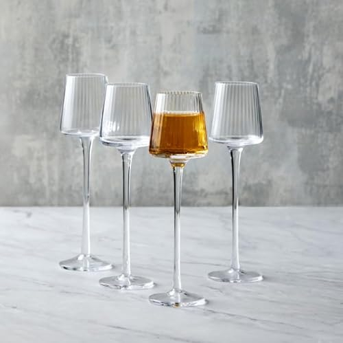 Anton Studio Designs Empire Handmade Cordial Liqueur Glasses for Serving Liqueurs, Mini Cocktails, or Mini Desserts - 60 ml - Clear - Set of 4 Elegant Cordial Glasses