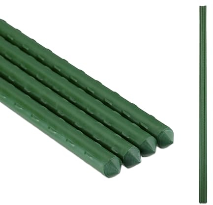 Relaxdays Bastoni per Piante in Vaso, Set 10, 110 cm, Ø 10mm, Acciaio Plastificato, Supporto Piantine Rampicanti, Verde