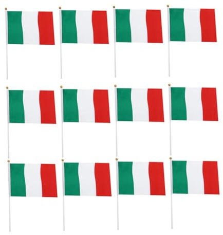 CIYODO Italienische Handflaggen 100 Stück aus Polyester 14x21cm Tragbare Nationalflaggen zum Winken für Sportveranstaltungen und Paraden Leicht und Wiederverwendbar