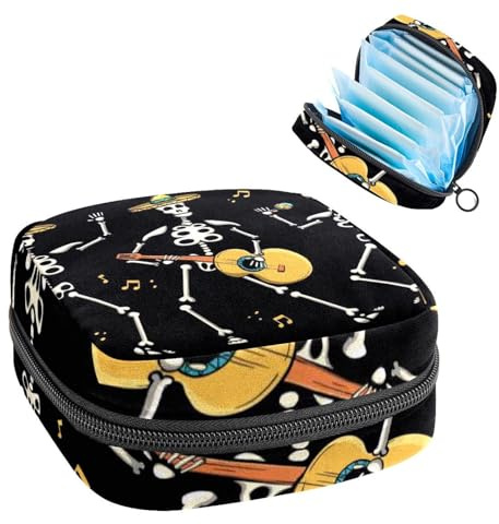 Damenbinden Aufbewahrungstasche Perioden Kit Tasche für Schule Menstruationstasse Beutel Damenbinden Organizer Tasche Totenkopf Schwarz