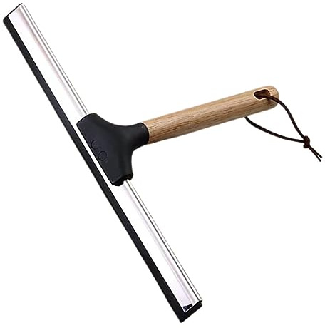 SECFOU Wooden Handle Glass Scraper for Car Windshield and Bathroom Shower Glass Cleaning Silicone Tool for Window and Shower Wall
