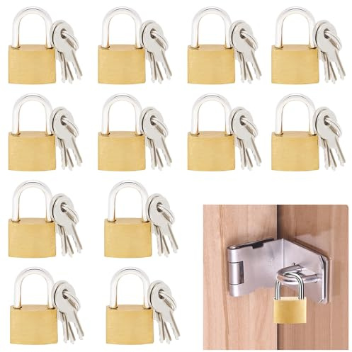 12 PCs Mini -Vorhängeschloss, kleines Vorhängeschloss mit 2 Tasten für Reisetaschen, Fitnessstudio -Schließfach, kleines Metallgepäck, massive Messingschlösser für Kofferschloss, Klassenzimmer