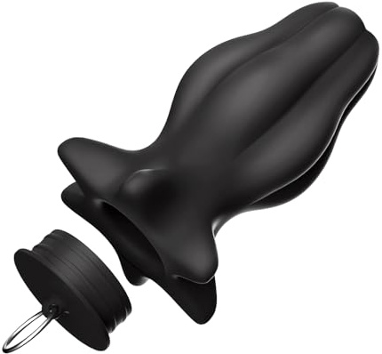 Tappo Anale in Silicone Cavo con Finestra di Visualizzazione e Tappo - Dilatatore Anale per Giochi Intimi ed Espansione - Impermeabile e in Silicone Sicuro (M)