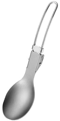 1 Pièces Cuillère Pliante Voyage Titane, Couverts Pliables Ultralégers, Cuillère Pliante Titane, Cuillère Titane Plein Air, Boîte Lunch Couverts Titane, pour Camping ou d'autres Activités Plein