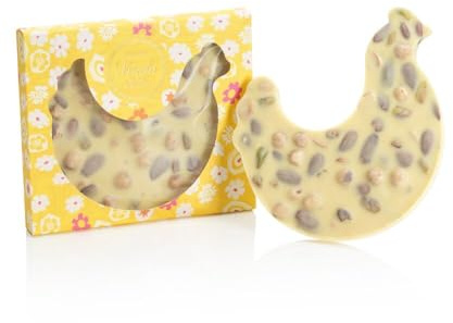 Venchi - Brutto&Buono, Lastra Artigianale di Cioccolato Bianco a Forma di Chioccia con Nocciola Piemonte IGP, Mandorle e Pistacchi Interi, 160 gr, Senza Glutine, Collezione Pasqua, Idea Regalo