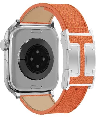 Bracelet de rechange en cuir magnétique compatible avec Apple Watch Ultra Strap 49 46 45 44 42 41 40 38 mm pour homme et femme iWatch Ultra 2/Ultra/SE/Série 10/9/8/7/6/5/4/3/2/6