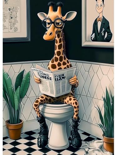 CEOVR Diamond Painting Kit Giraffa,30x40 cm DIY Pittura Diamante Kits,Mosaico Diamanti Painting per Decorazioni Casa,Animale Che Legge il Giornale