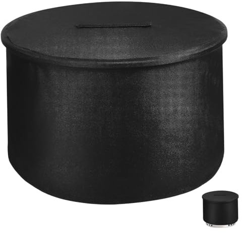 TOYANDONA Housse Ronde Noir en Tissu Oxford 600d pour Foyer Extérieur Protection Résistante aux Dommages, pour Patio et Barbecue