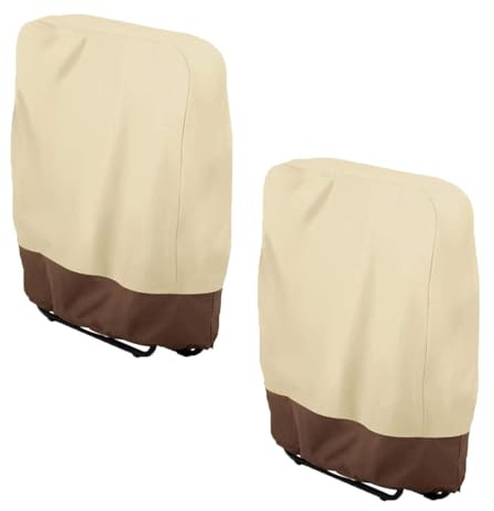 SEIWEI 2 fodere pieghevoli per sedie da esterni, 71 x 110 x 20 cm, impermeabili, Oxford, per patio, casa, giardino, mobili, protezione (beige)