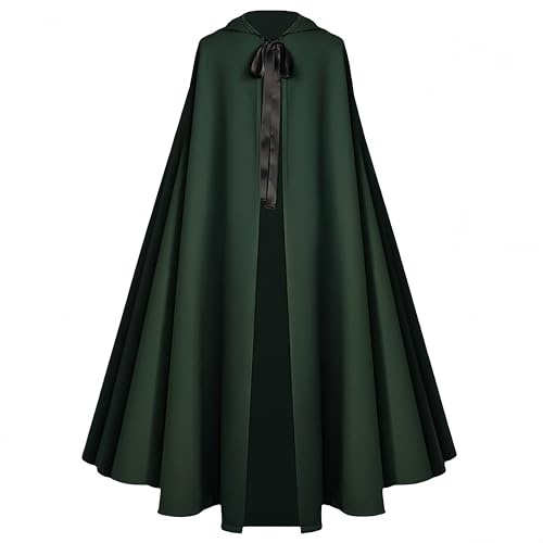 Proumhang Halloween Caplak para Adultos -Disfraz de Capa de Bruja Medieval Renacentista para Hombres y Mujeres,Hobbit Cosplay Corta Capa 130cm Verde