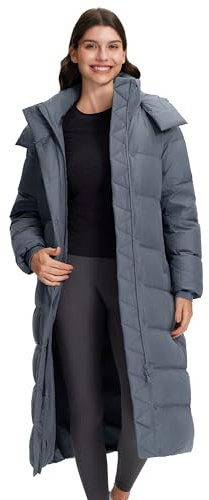 Pioneer Camp Abrigo de invierno para mujer, largo y cálido, chaqueta de plumón, resistente al viento e impermeable, chaqueta acolchada para mujer, con capucha extraíble, con bolsillos, abrigo de