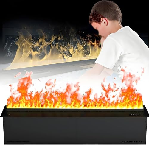 ZXSYYDS Flamme Atomisée Réaliste Encastrée, avec Télécommande Et Minuterie, Cheminée électrique 3D à Atomisation, Télécommande Contrôle, Couleurs Multiples Et Réglage De La Flamme,150cm