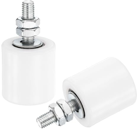 QUARKZMAN 2pcs Galet Guide pour Portail Coulissant 42x44mm, M10 Roulette Nylon Guide au Sol pour Porte Grange Coulissante, Roue Universel avec Roulement à Billes Scellé pour Portail, Blanc