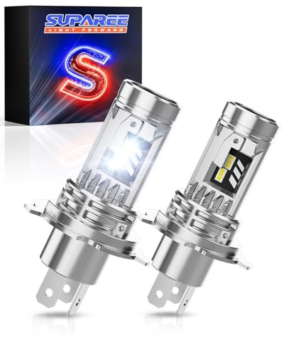 SUPAREE Luci LED H4 Auto Lampadina LED H4 Canbus lampadine h4 led 6500K 26000LM 55W Abbagliante e Anabbagliante 1:1 Mini Plug and Play Sostituzione per Alogena con Ventola 2 Pezzi