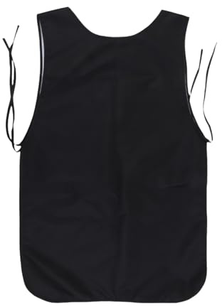 Delantal de cocina a prueba de aceite, chaleco largo, paño de trabajo para uso doméstico con correas ajustables, bolsillo en diseño clásico, delantal de algodón, Negro, Taille unique