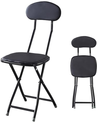 YEQING Sgabello da Bar Pieghevole, Sgabello Pieghevole Compatto Imbottito con Schienale Alto, Sedie Pieghevoli con Cuscino per Cucina All'aperto, Negozio, Bar(Black)
