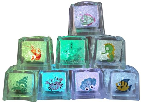 Salle de bain LED : lumières d'eau brillantes colorées, bloc de glace flottant, accessoire de jouets lumineux | Ensemble de décoration de baignoire lumineuse étanche, cube de flash multicolore pour