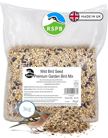 RSPB - Wild Bird Seed Mix, Wild Bird Food with Premium Ingredients, Made in the UK, Healthy and Nutritious (Premium Garden Seeds) (3kg)