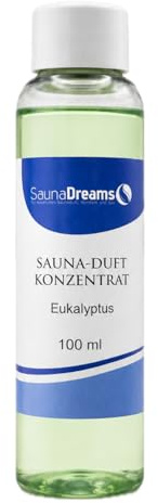 Saunadreams Saunaaufguss EUKALYPTUS 100ml – erfrischend-kühler Duft für belebende Saunamomente – 10 Jahre Erfahrung, hochergiebiges Konzentrat, hochwertige deutsche Qualität, vegan & ohne Tierversuche