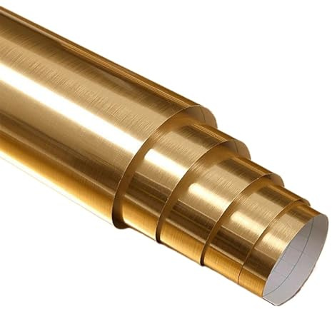 WDSBZNB Vinilo Encimera Cocina PVC Metal Oro pulido plata DIY papel tapiz removible película decorativa vinilo impermeable a prueba de aceite electrodomésticos pegatina pared cocina(Gold,60cm x 2m)