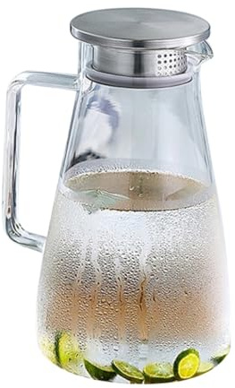 Healifty Bollitore Trasparente in Vetro Borosilicato Resistente al Calore con Coperchio in Acciaio Antigraffio per Bevande Calde e Fredde come Tè Acqua e Succo
