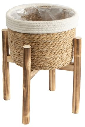 Javoryxh Cesta De Flores Tejida A Mano Cesta Almacenamiento Tejida A Mano Cestas Macetas Bonsais Contenedor Suculentas Decoraciones Césped Natural
