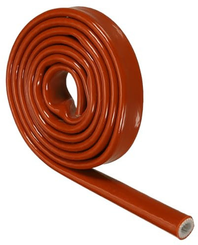 sourcing map Heat Hose Fiberglass Wrap, 6mm x 1m Fire Sleeve | Heat-Shielded Sleeve Silicone Coated,Heat Protection for Automotive Hose,Lines Electrical Wiring