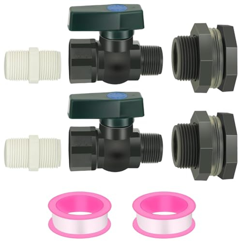 2 Set Kit Rubinetto per Barile di Pioggia Kit Deviatore Barile di Pioggia da 3/4 di Pollice con Raccordo a paratia Ada