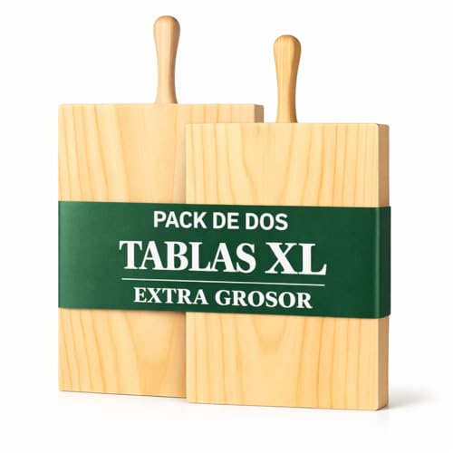 Tablas De Madera XL, Juego de 2 Tablas para Cortar de Madera, Extra Grosor, 30x20 y 35x25 cm