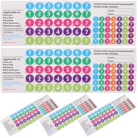 Cabilock 5 Stück Panflöten Notenaufkleber für 16/18 Zoll Rohre Selbstklebende PVC Musiketiketten Panflöten Zubehör für Anfänger Flötenton Identifizierung Übung Beim Musik Lernen