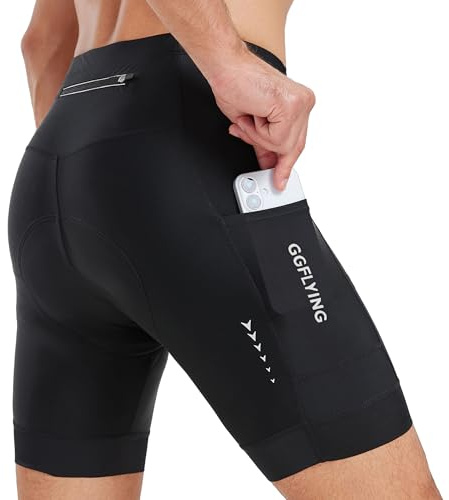 GGFLYING Pantaloncini Clismo Uomo 5D Imbottito MTB Pantaloni Bici con 3 Tasche Traspiranti Asciugatura Rapida