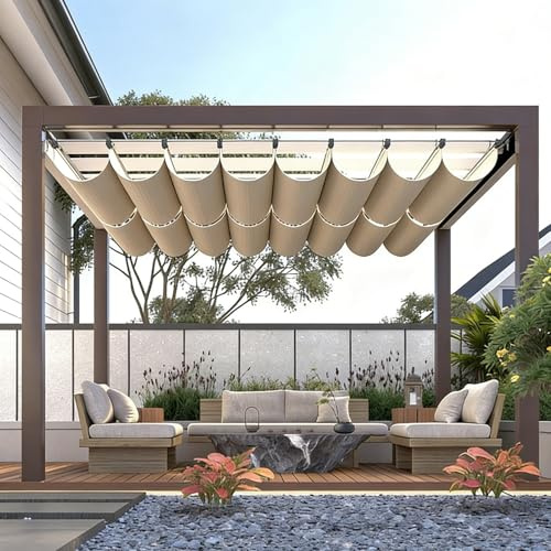 HOFUNTRE Vela de Sombra Ondulada, Duradera, toldo corredero fácil instalación, aplicación versátil terraza, jardín(W:2m/6.56ft*L:3m/9.7ft)