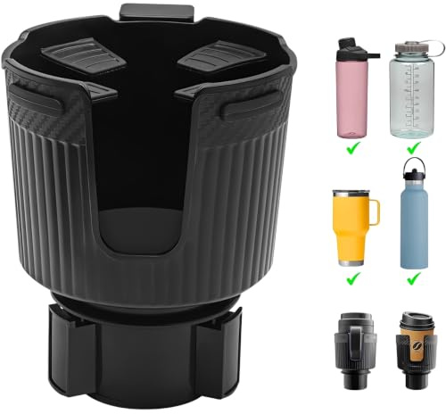 Car Cup Holder Expander, Large Black Car Cup Holder Insert, Secure Fit for Various Vehicles, Cup Holder for Car Door and Dashboard, Durable Car Cup Holder Coaster Design