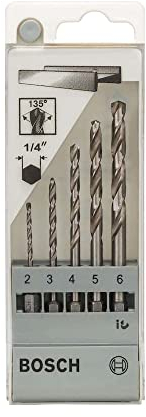 Bosch 5x Coffret de forets hélicoïdaux PRO Metal HSS-G Hex (pour Métaux non ferreux, Acier, Ø 2,0, 3,0, 4,0, 5,0, 6,0 mm, Professional Accessoire Perceuses/visseuses rotatives)