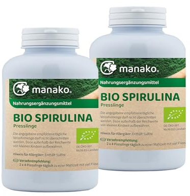 manako BIO Spirulina Algen Tabs/Presslinge, 2 x 250 g Dose