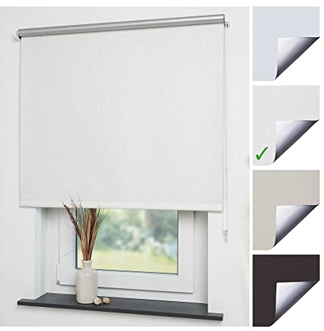 Liedeco® Rollo, Fenster Rollo, Kettenzug-Rollo / 202 x 180 cm (Breite x Höhe), Leinen Silber/Thermo-Beschichtung, Verdunkelnd, Blickdicht/Breiten 60-200 cm/Variable Montage möglich