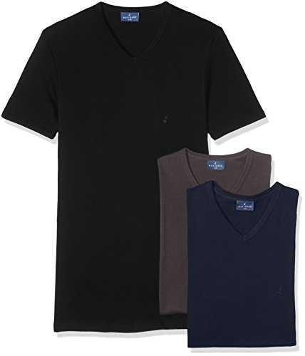 Navigare 112 Maglietta intima, Multicolore (Nero / Grigio / Navy), XXXXX-Large (Taglia produttore:10), Pacco da 3, Uomo