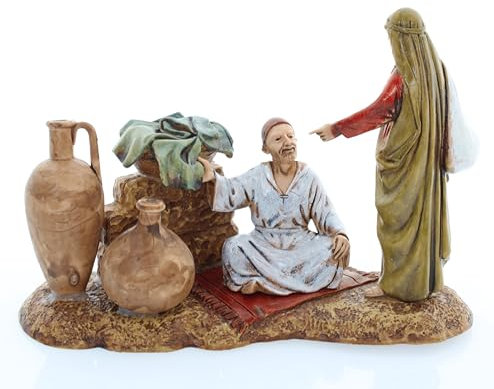 Moranduzzo Gruppo al Mercato per Presepe da 10 cm – STANDARD 10 – Scala 1:20 – Statuine Indistruttibili, Rifinite a Mano, Scultore M. Landi, Made in Italy