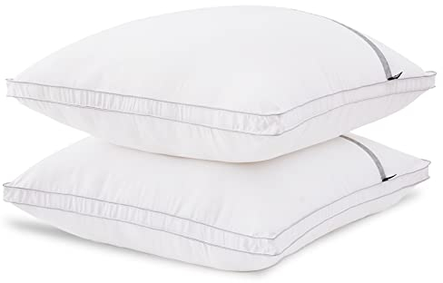 BedStory Almohada 80 x 80 cm, juego de 2 almohadas lavables de microfibra de 1500 g, calidad de hotel con ribete de franela, adecuado para dormir de lado, de espalda y boca abajo, color blanco