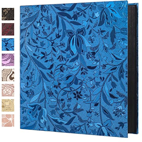 RECUTMS Photo Album 600 Pockets 4x6 Pictures Big Leather Family Albums Blue