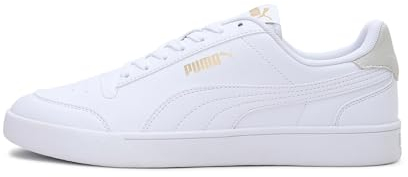 PUMA Unisex Puma Shuffle Sneaker, Puma White-Puma White-Puma Team Gold, 42 EU